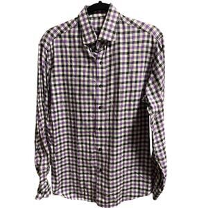 Blue and black gingham button down shirt